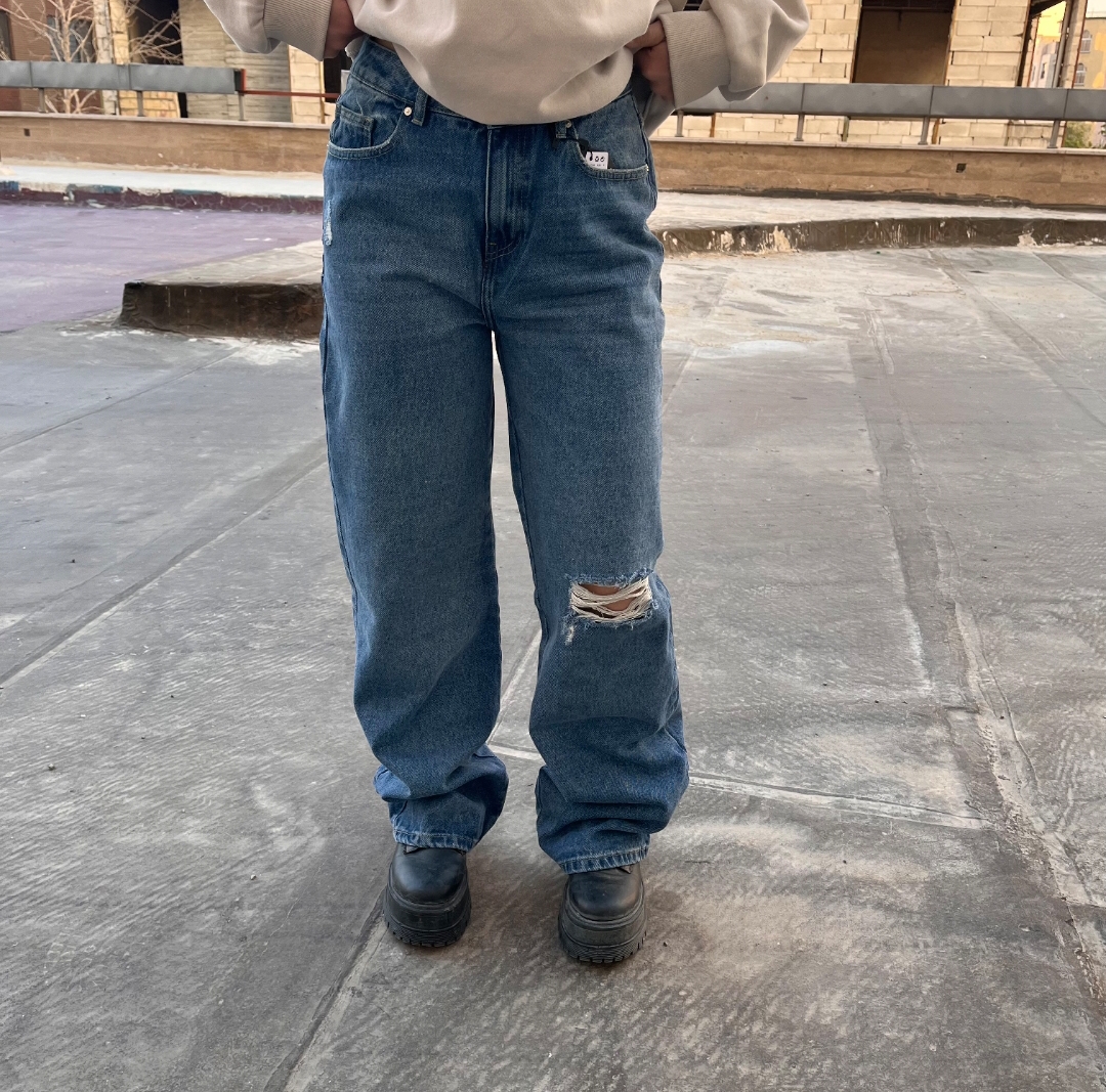 شلوار بگ زاپ دار